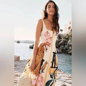 Anthropologie Maeve Sleeveless Notched Square-Neck Midi Dress Sz XS NWT